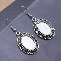 Fashion Vintage 2 Colors 13x18mm Inner Size Oval Vintage Style Cameo Cabochon Pendant Earrings Findings For Earring Making