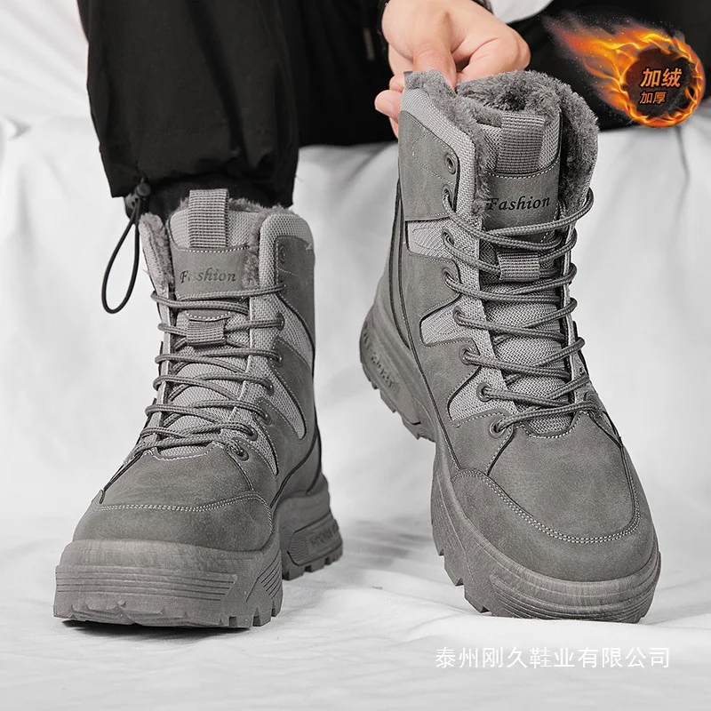 

Men 2026 Winter New Shearling Snow Boots Fleece Lined Warm High Top Waterproof Non Slip