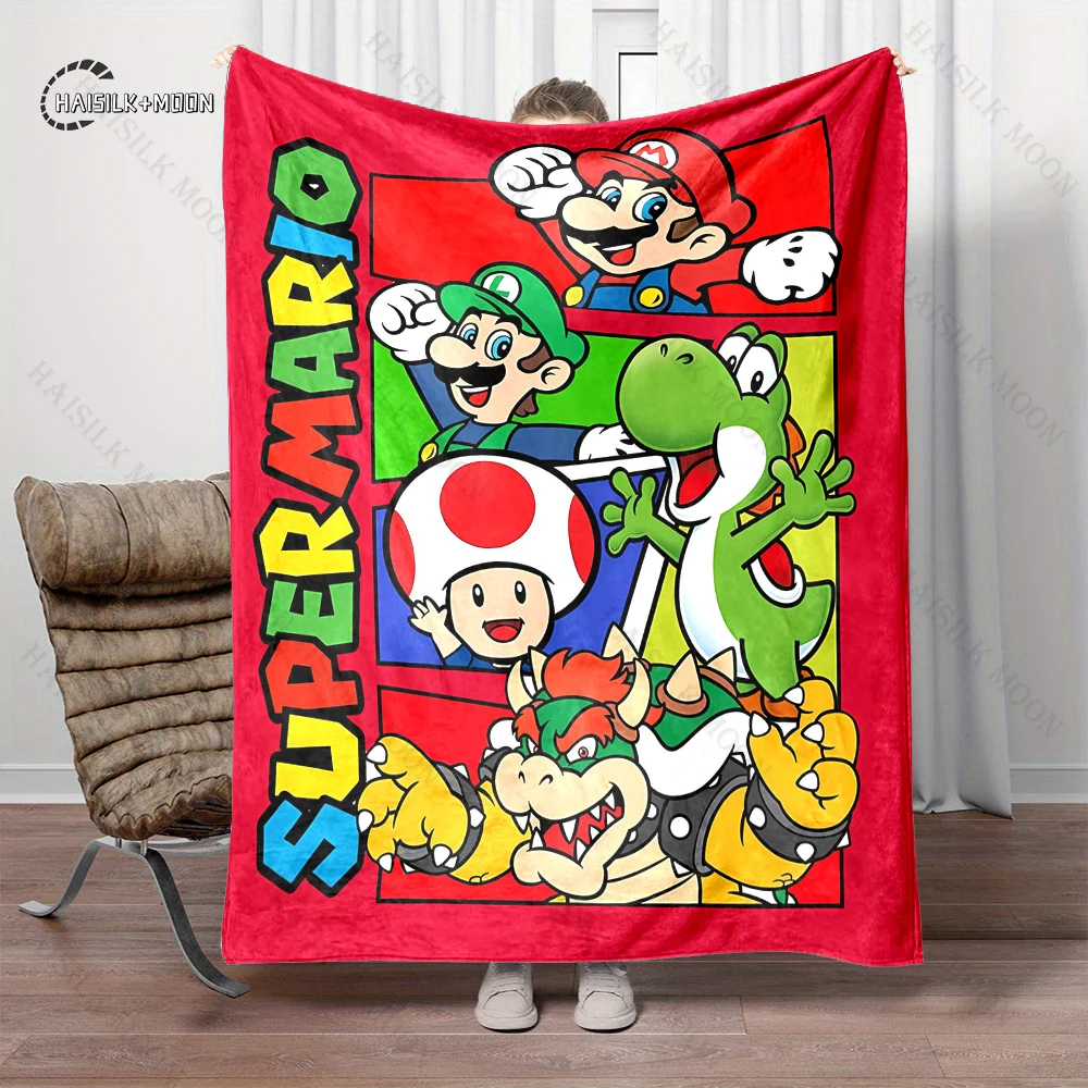 Super Mario Bros Movie Game HD  Travel Camp Soft Fluffy Blanket  Air Conditioning Sofa Nap Blanket Winter Season Gift