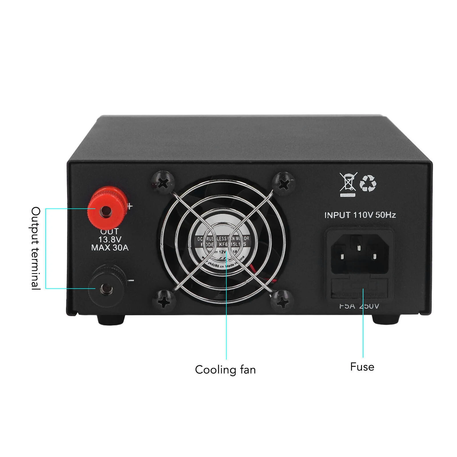 DWC30WIN PS30SWIV Switching Power Supply Liquid-crystal Display 30A 13.8V Output Adjustable 7.5V‑15.8V for Vehicle Marine Radios