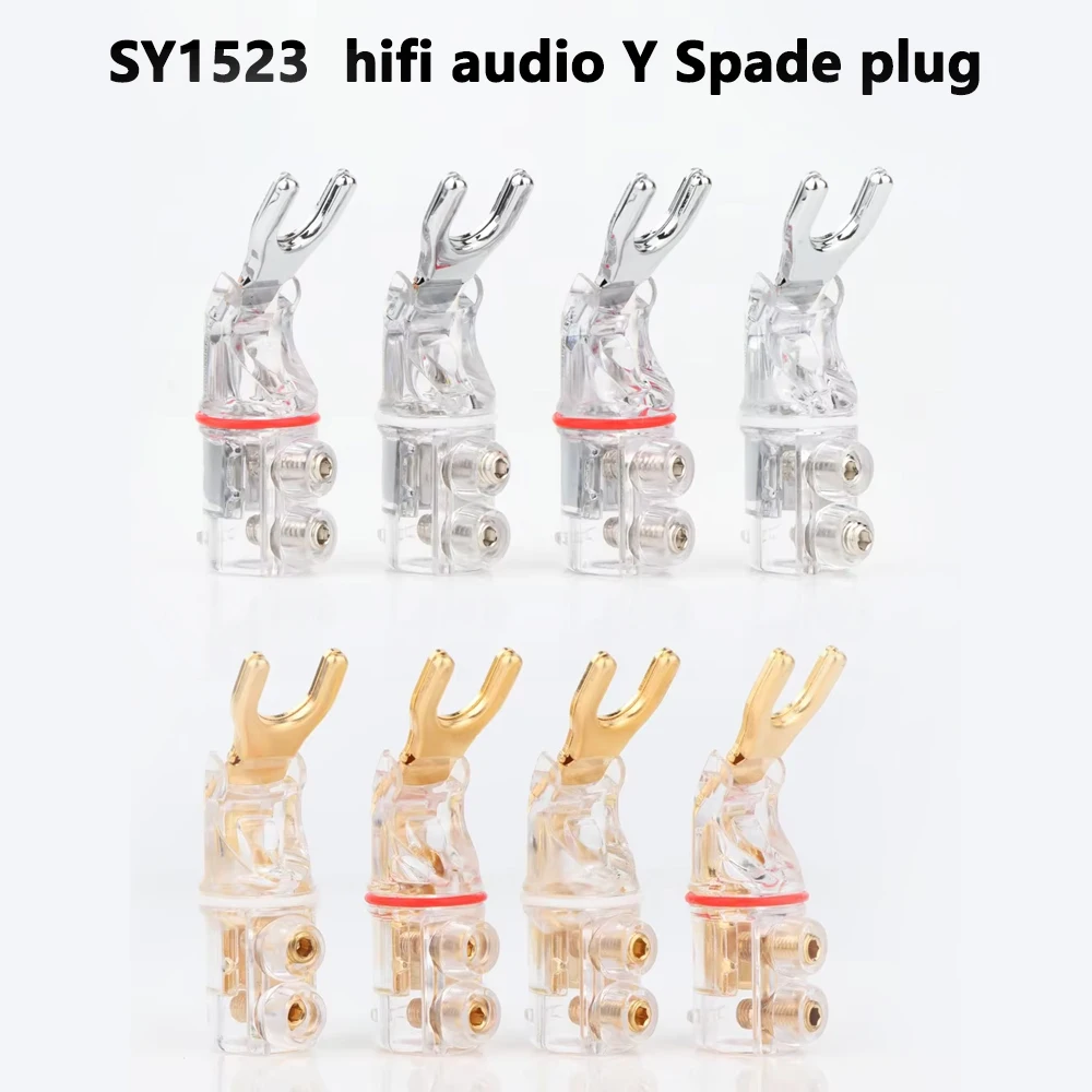 

4Pcs SY1523 Phosphor bronze Gold plated hifi audio Y Spade plug Speaker Terminal Connector