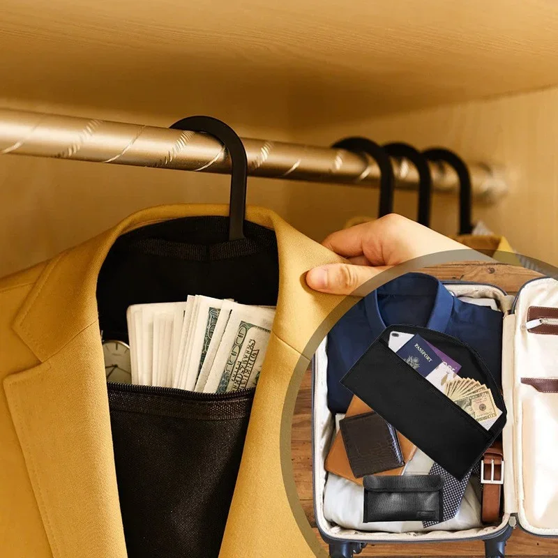 Hanger Diversion Safe Hidden Pocket Fits Under Hanging Clothes with to Hide Valuables for Home or Trave Water Resist