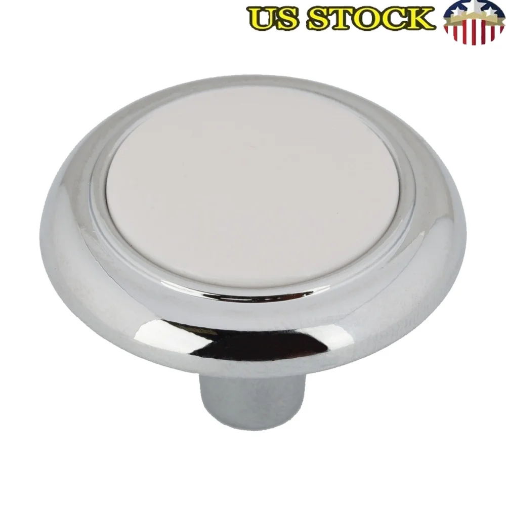 

Classic Cabinet Knobs Chrome White Round 10 Pack Durable Zinc Plastic Easy Installation Furniture Hardware Upgrade