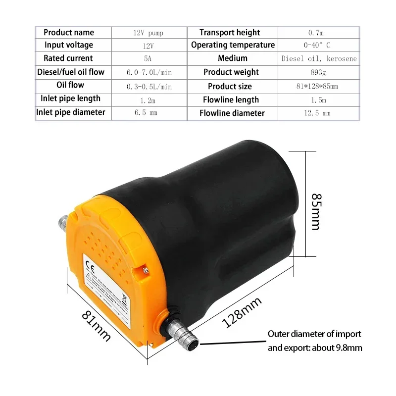 Car Boat Electric Oil Extractor Transfer Pump 12V/60W Oil/Crude Oil Fluid Suction Pump Fuel Engine Exchange Transfer Pump+Tubes