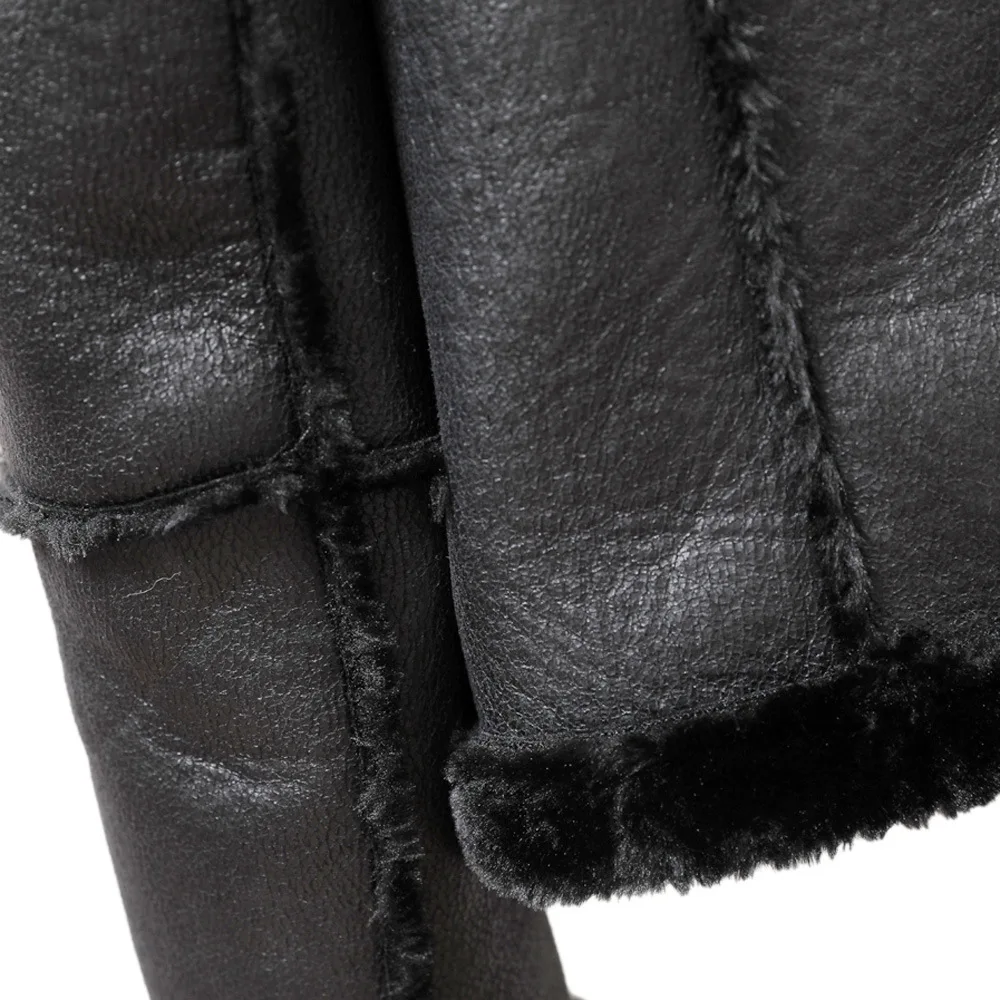 2023 New Women High-End Fur Integrated PU Leather Coat Winter Female Temperament Casual Warm Leather Outwear Motorcycle Jacket