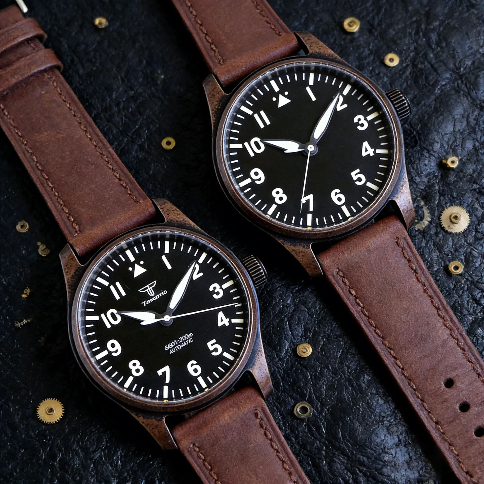 

Retro Copper Plating 39mm Pilot Sapphire Glass 20ATM Diver Luminous Dial NH35A PT5000 Miyota 8215 Automatic Men Watch Leather