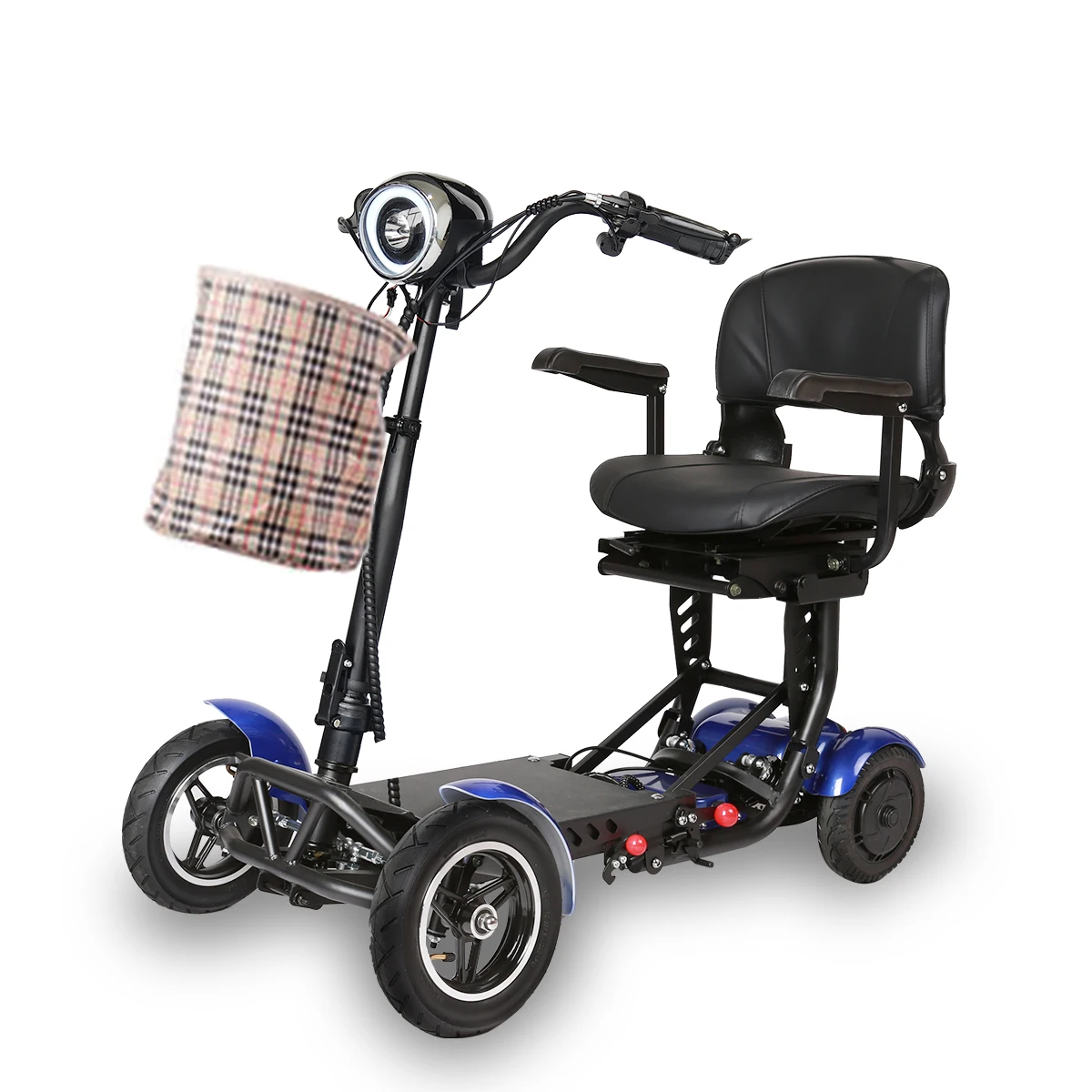 HEZZO Elderly Escooter 48V 18Ah 500W Motor Folding Mini Leisure Travel Scooter Four-wheel Mobility Scooter Range 25 Miles 12MPH