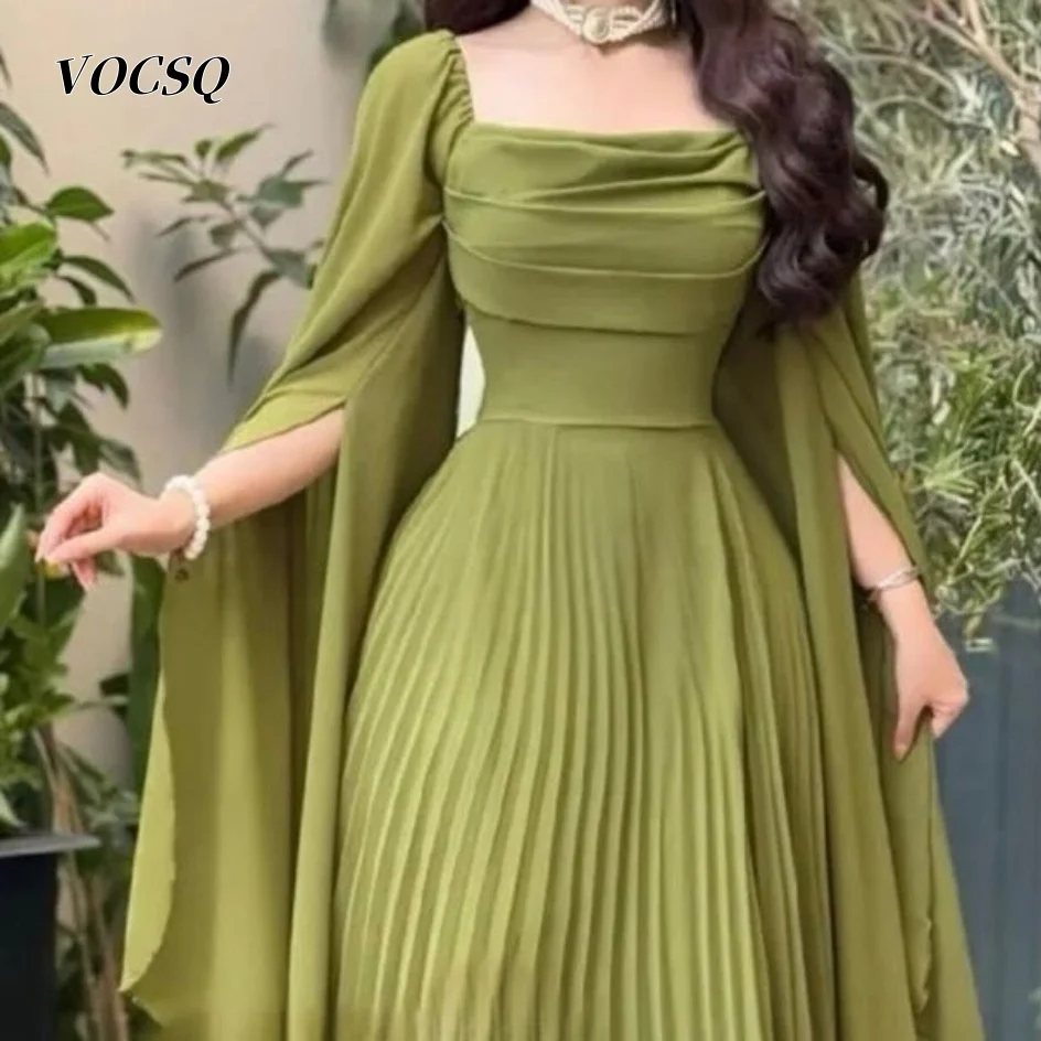 Elegant Green Prom Dresses with Fold 2025 Fashion A Line Evening Party Dresses vestidos de fiesta فساتين سهرة Customized