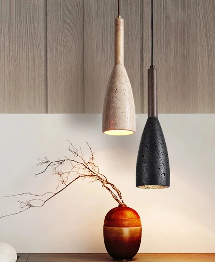 

Led Pendant Lamp Natural Yellow Cave Stone Chandelier Bedroom Beside Modern Nordic Lighting Fixture Hanging Line Wine Bottle E27