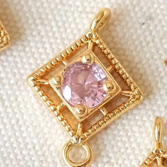 

Copper-plated Gold Square Hollow Powder Zirconium Double Pendant Charms For Jewelry Making DIY Bracelet Accessories Findings