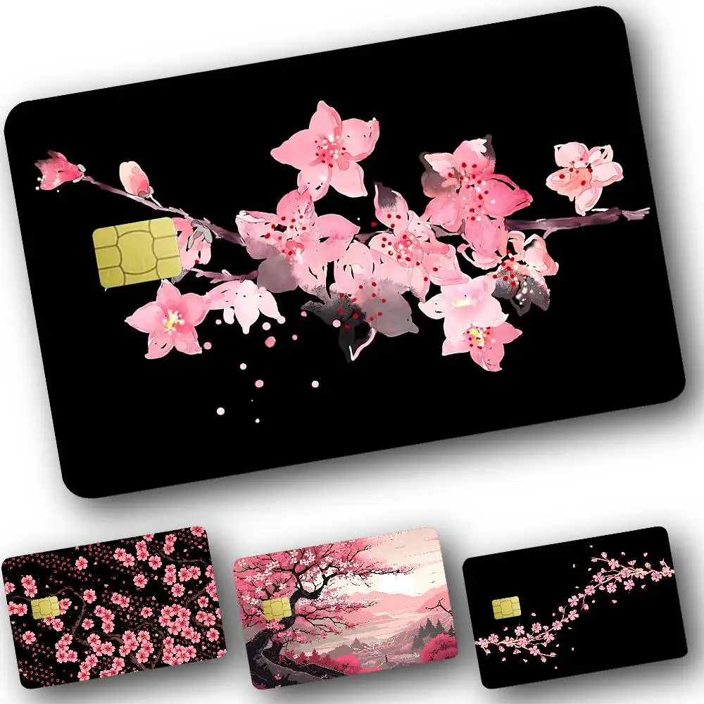 

Sakura Ink Painting Art Card Stickers For Debit Credit Card Spend Or Save Shell On Off Ultra Thin No Fade Sticker Skin Cover F
