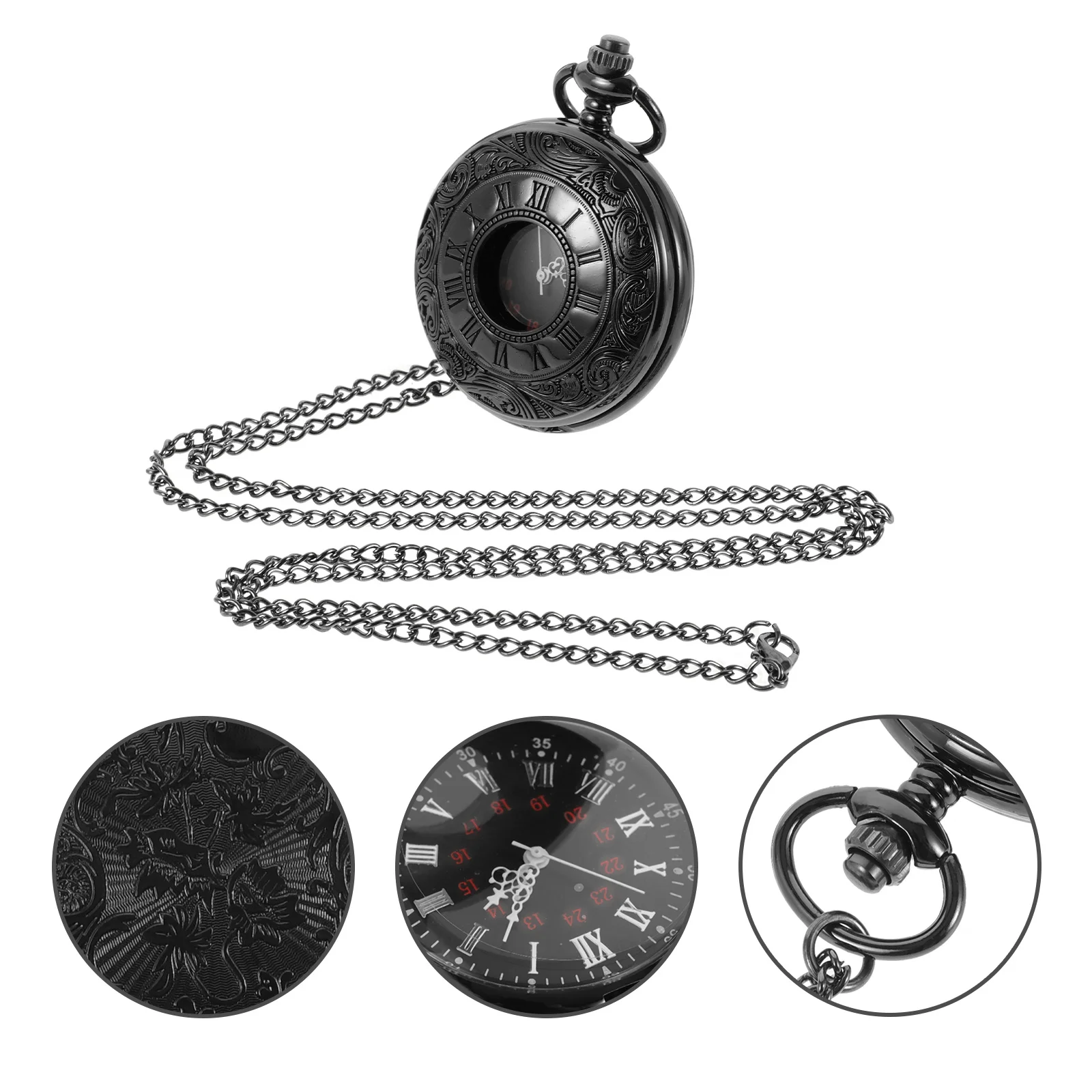

Vintage Pocket Watch Roman Numeral Face Retro Metal Chain Design Portable Elegant Timepiece for Formal Casual Wear