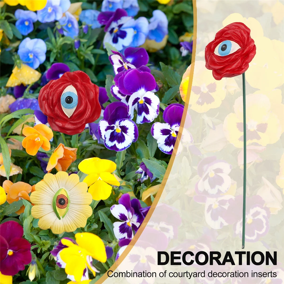

Reliable 6PCS Resin Plant Eyes Stakes Novelty Rose Sunflower Green Leave Plant Garden Stakes Funny Floral P