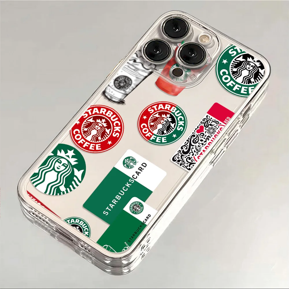 1-Fashion Hot S-S-Starbucks-Phone Case For iPhone 16 15 14 13 12 11 Mini Pro Max X XR XSMax 7 8 Plus Transparent Soft TPU Cover