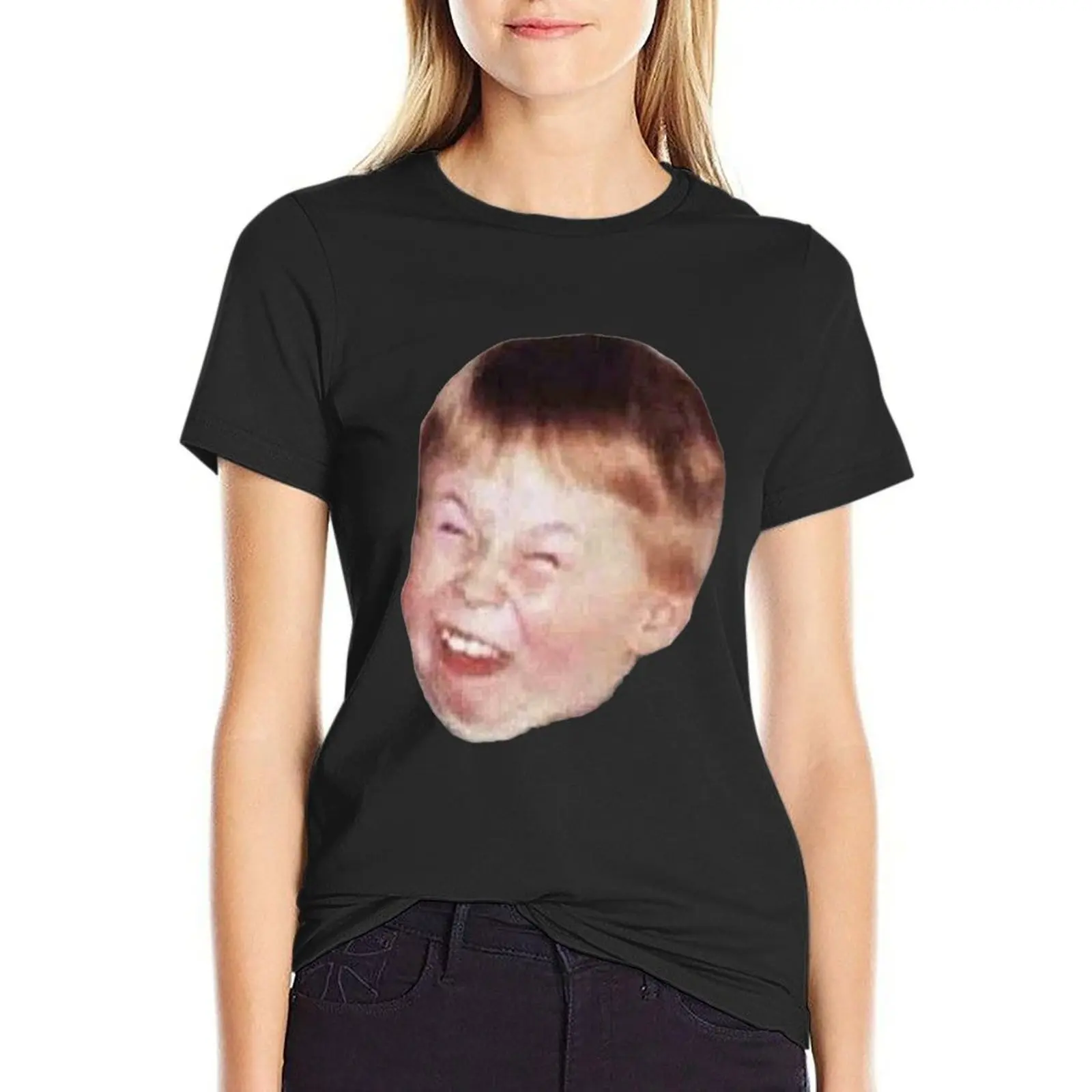 

Little Kid Redhead Fat Laughing Mocking Funny Meme Face T-Shirt white t shirts for Women