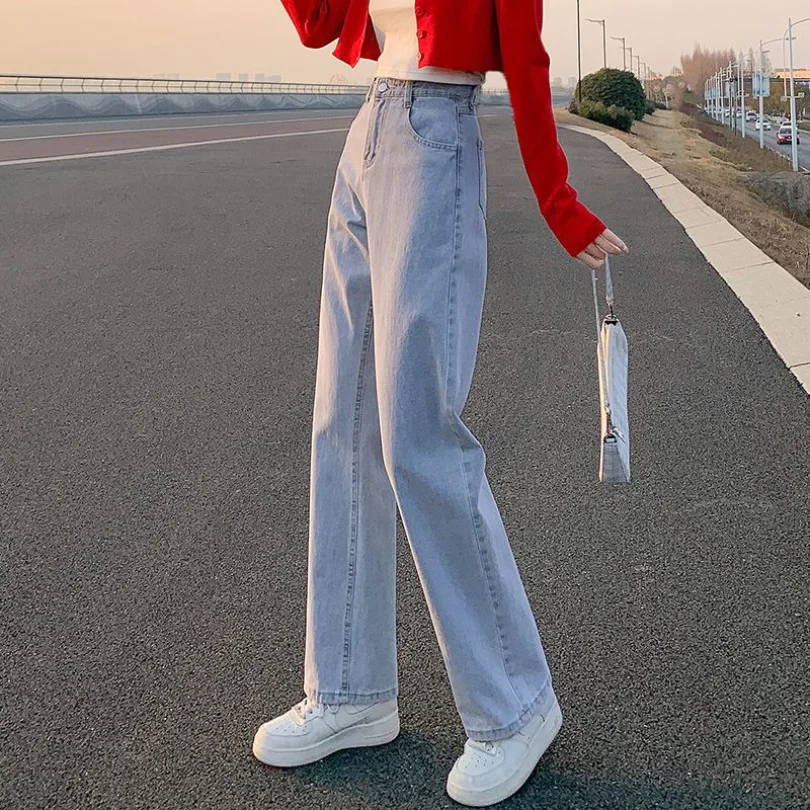 2023 Jeans Women's Korean Version Straight Tube Loose Fitting Slimming Versatile New Spring/summer High Waisted Wide Leg Pants