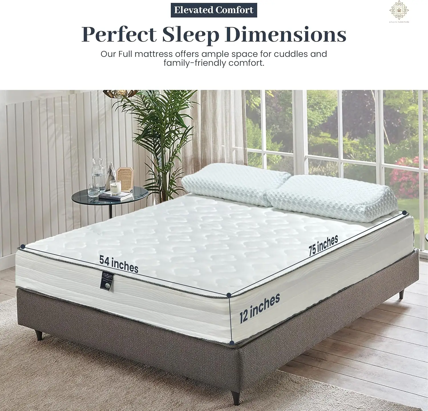 Full Mattress– 12 Inch Hybrid Full Size Mattress with Pocketed Coil Spring with High Density & Comfort Cold Foam - Eco-Friendly