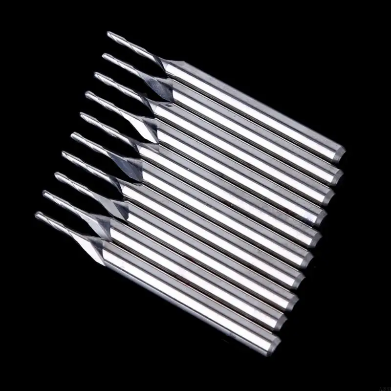 A2UD 10 PCS 1/8 "1mm 더블 플루트 나선형 카바이드 평면 코 엔드 밀 라우터 비트 5