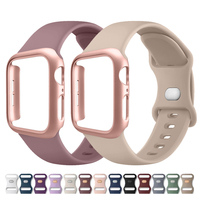 PC Case+Silicone Strap for Apple Watch 10 9 8 7 6 5 4 Ultra 49mm Protective Cover Bumper for IWatch 46 45 41 40 44 38 42mm Bands