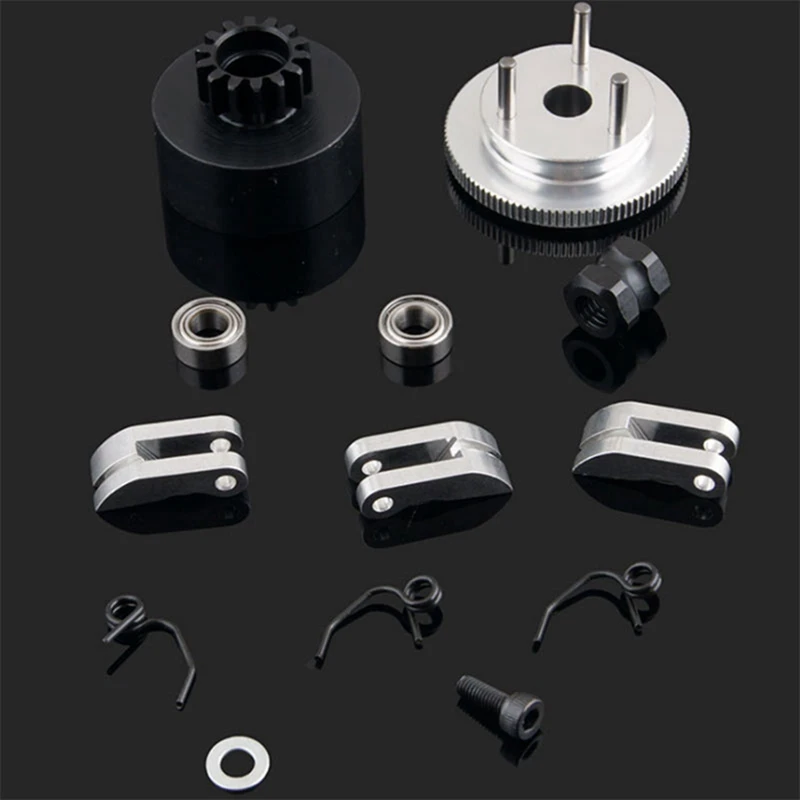 3X RC Clutch Bell 14T Gear Bearing Clutch Shoes Springs Cone&Engine Nut Flywheel Assembly For Nitro Car HPI HSP Traxxas