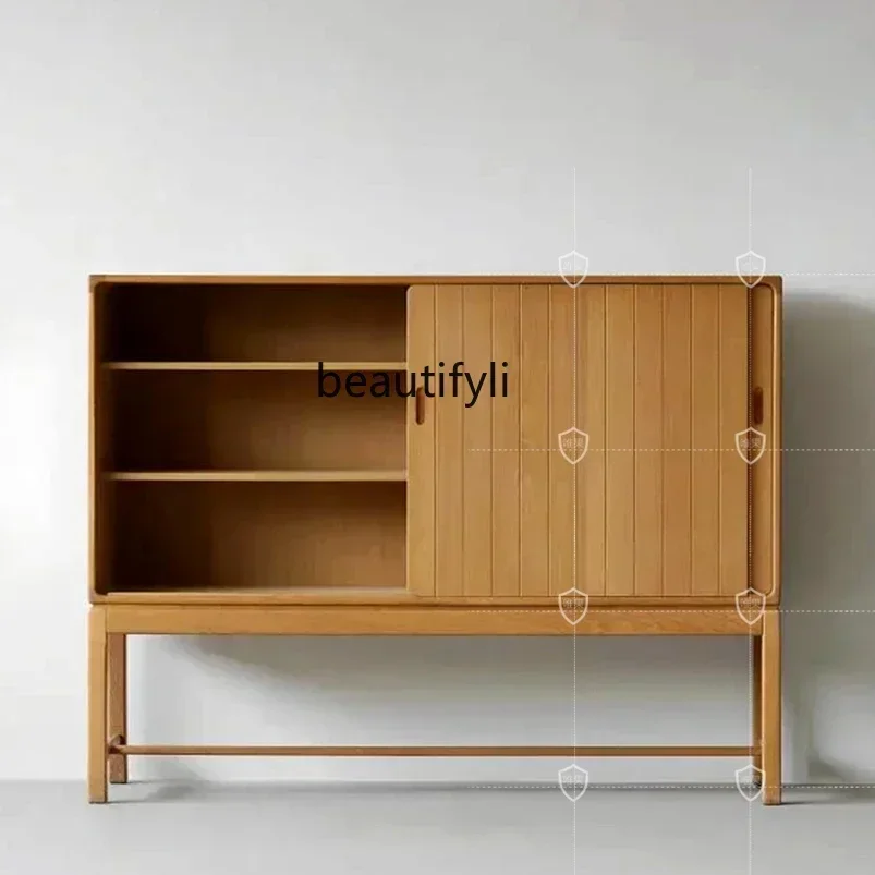 

Medieval solid wood dining side cabinet, retro sliding door dining side cabinet, simple Nordic storage storage side cabinetA4567