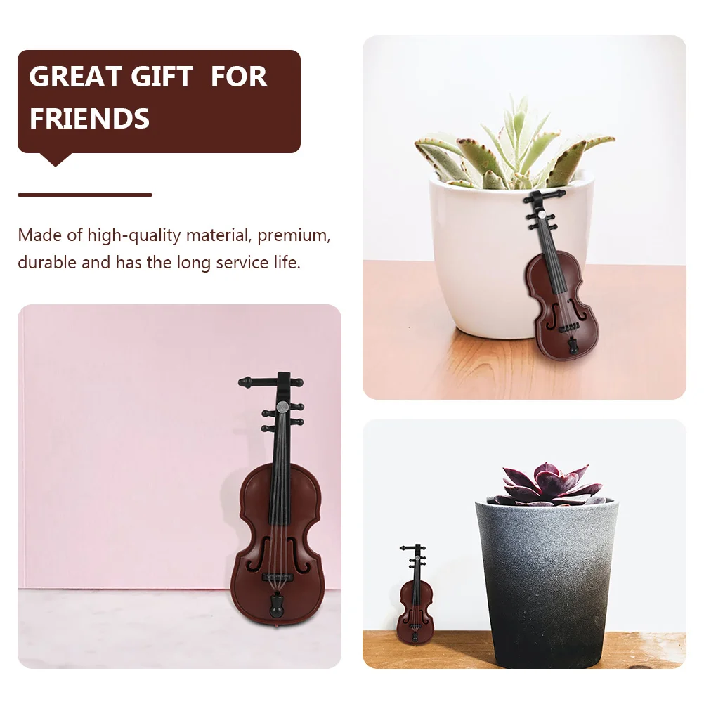 Mini Violin Wood Grain Finish Realistic Musical Instrument Decoration Desk Home Office Christmas Tree Ornament Dollhouse Craft
