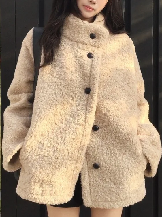 

Winter New Sle Chic Retro Plu Button Thiened Cotton Jaet Women's Warm Coat Casual Versatile Outerwear Long Sve