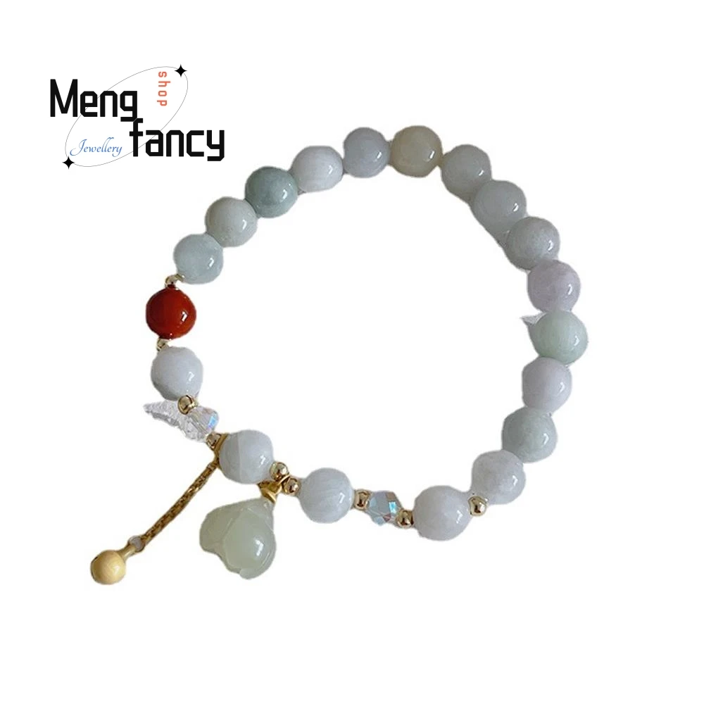Natural Hetian Jade Peace Buckle Lotus Pendant Hand Ornaments Bracelet Simple Exquisite Elegant Sexy Young Girls Fashion Jewelry