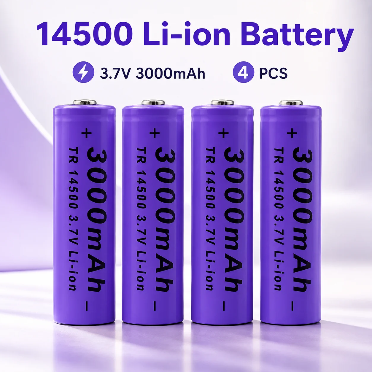 14500 3.7V 3000mAh Li-ion Battery High Capacity Rechargeable for LED Flashlight Toy Headlamp Remote Control Clock Radio Speaker