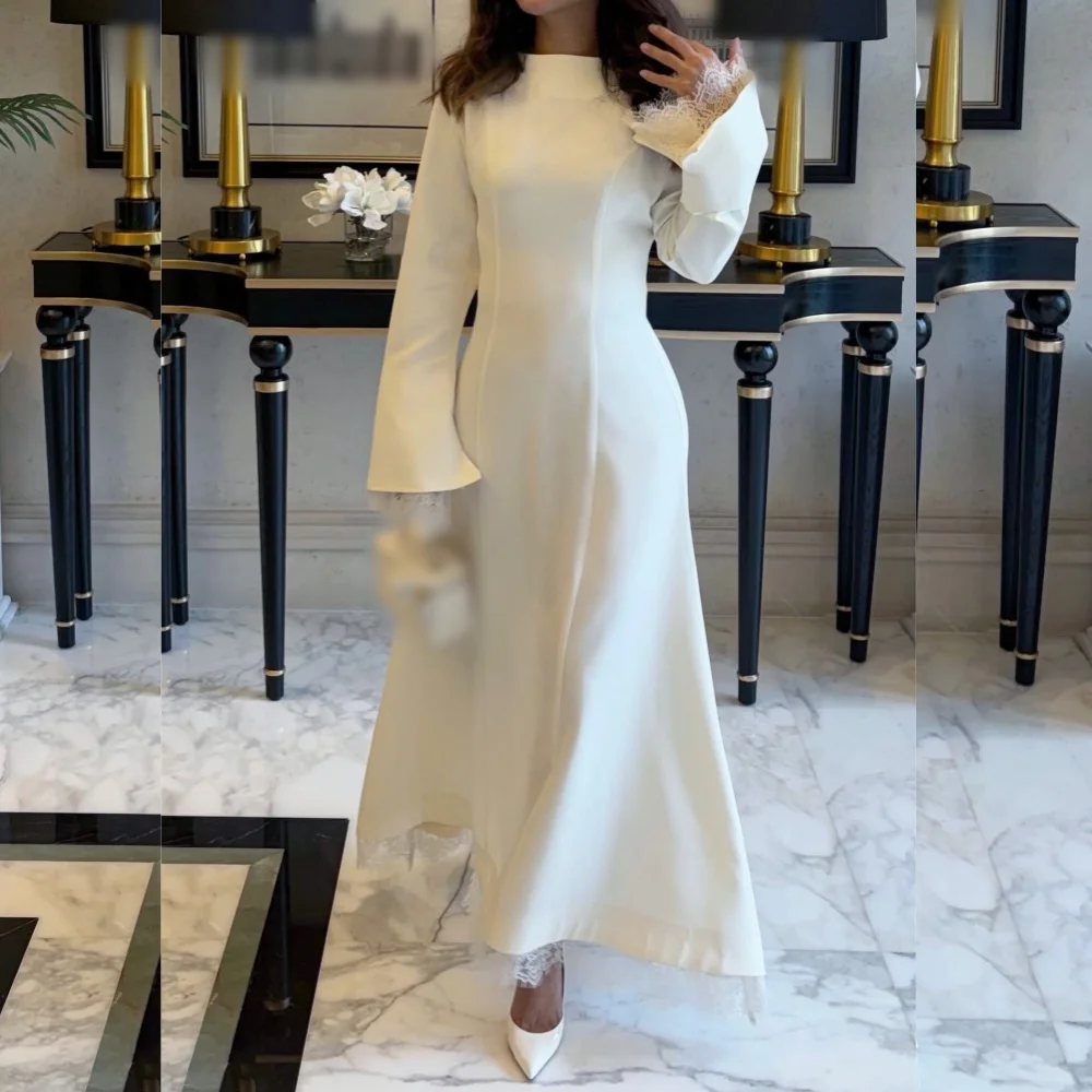 

Индивидуальное элегантное вечернее платье Grace с длинными рукавами, А-силуэт, миди, на заказ, для особых случаев, высокое качество