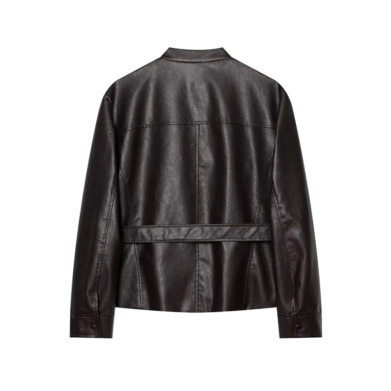 Guobioziy Women's Faux Leather Jacket 2026 Spring and Autumn New Arrival Solid Color Design French Casual Trendy Street Style