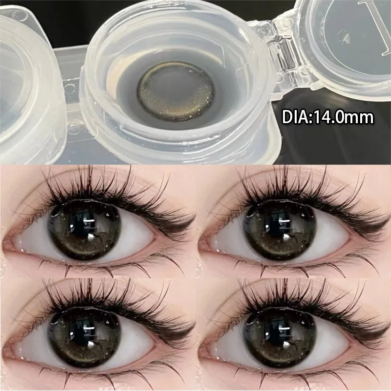 YIMEIXI 2pcs High Quality Colored Contact Lenses Myopia Brown Lens with Diopters Circle Eyes Makeup Lenses Yearly Fast Shipping