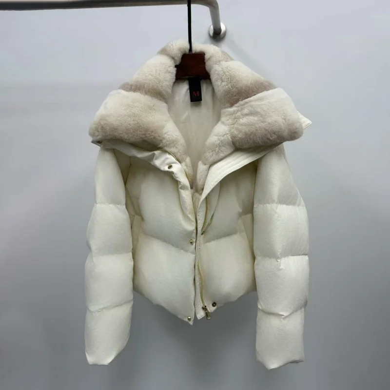 

2025 high-quality winter new women's mink collar thickened warm down coat with K fashion casual outdoor goose down down jacket