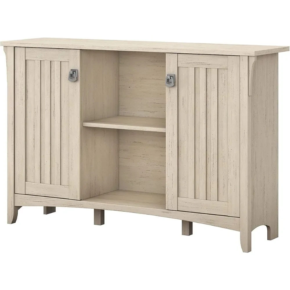 Bush Furniture Salinas Storage Cabinet with Doors, Antique White (SAS147AW-03)