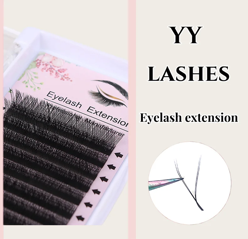 MARIA SASHA 5 Cases YY Shape Black M/C/D/B/L Curl Eyelashes Extensions Two Tip Lashes High Quality Makeup Warehouse