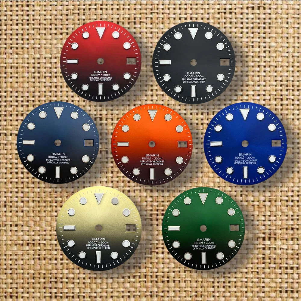 

28.5mm S Logo SUB Sunburst Dial Fit NH35/NH36/4R/7S Movement NH35 Dial Watch Modification Accessories