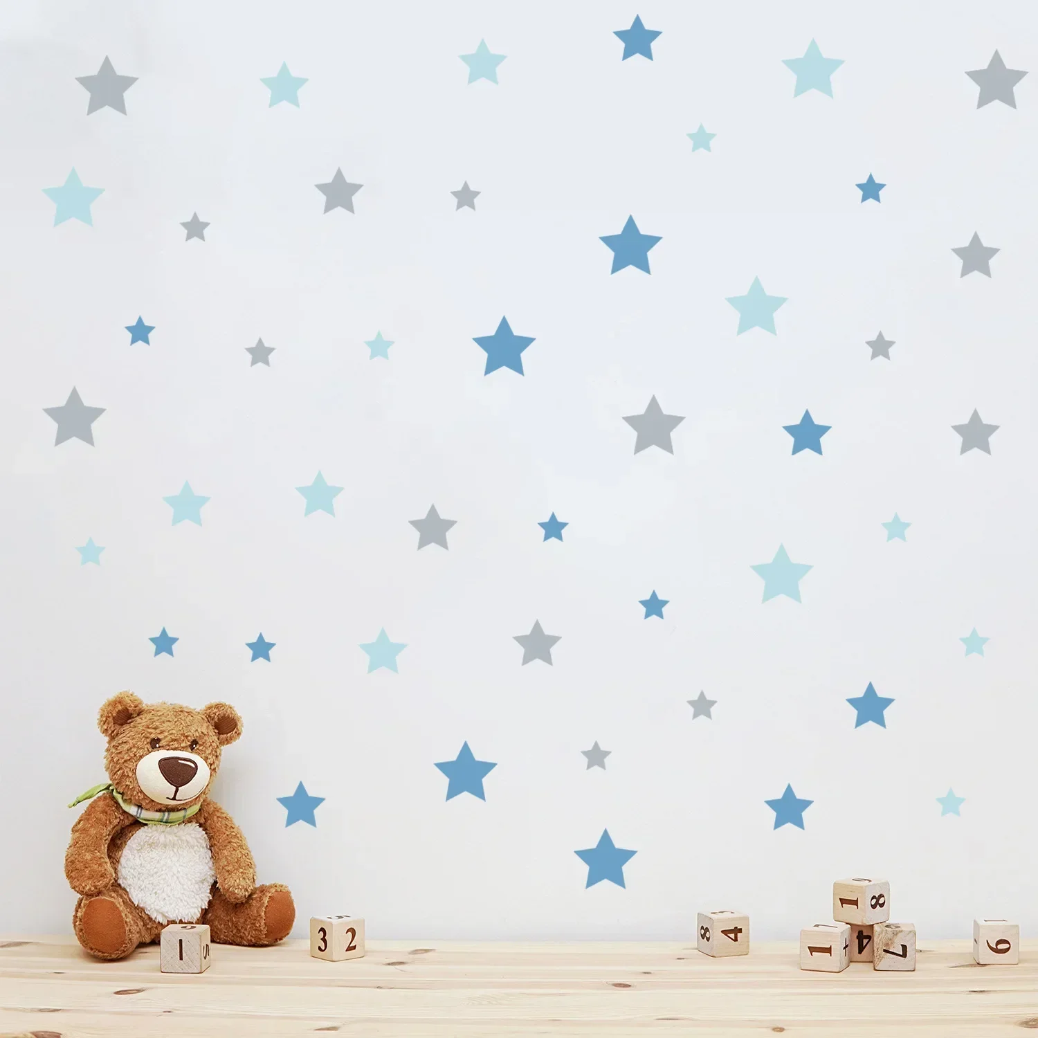 Watercolor Blue and Grey Stars DIY Wall Stickers Kids Room Baby Room Bedroom Nursery Room Wall Decals Home Decoration