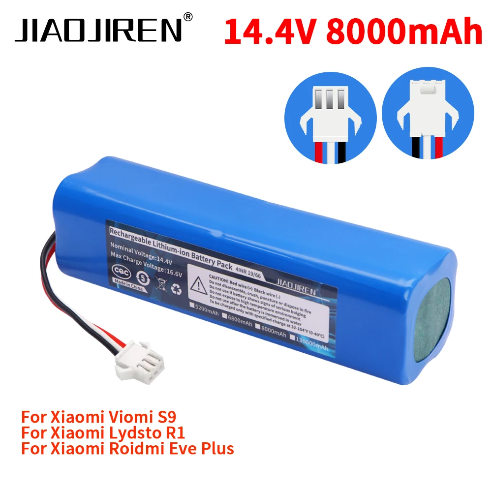 Batteria H18650CH-4S2P da 14,4 V per aspirapolvere robot Arnagar S8 Pro /Arnagar S9 /Realme TechLife 14,4 V 5200 mAh/6800 mAh/8000 mAh