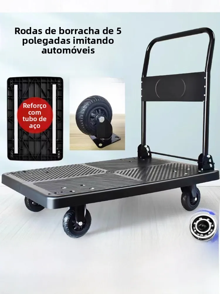 foldable-portable-shopping-cart-hand-pulled-truck-moving-truck-flatbed-cart-household-convenient-rubber-wheel-cart