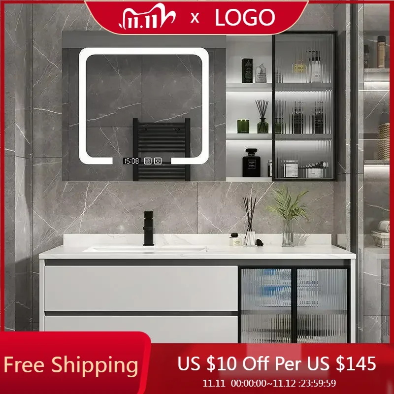 

Bathroom Vanity Sink Cabinet Set Mirror Light Modern Space Saving Organizers Storage Luxury Furniture Drawer home furnitures