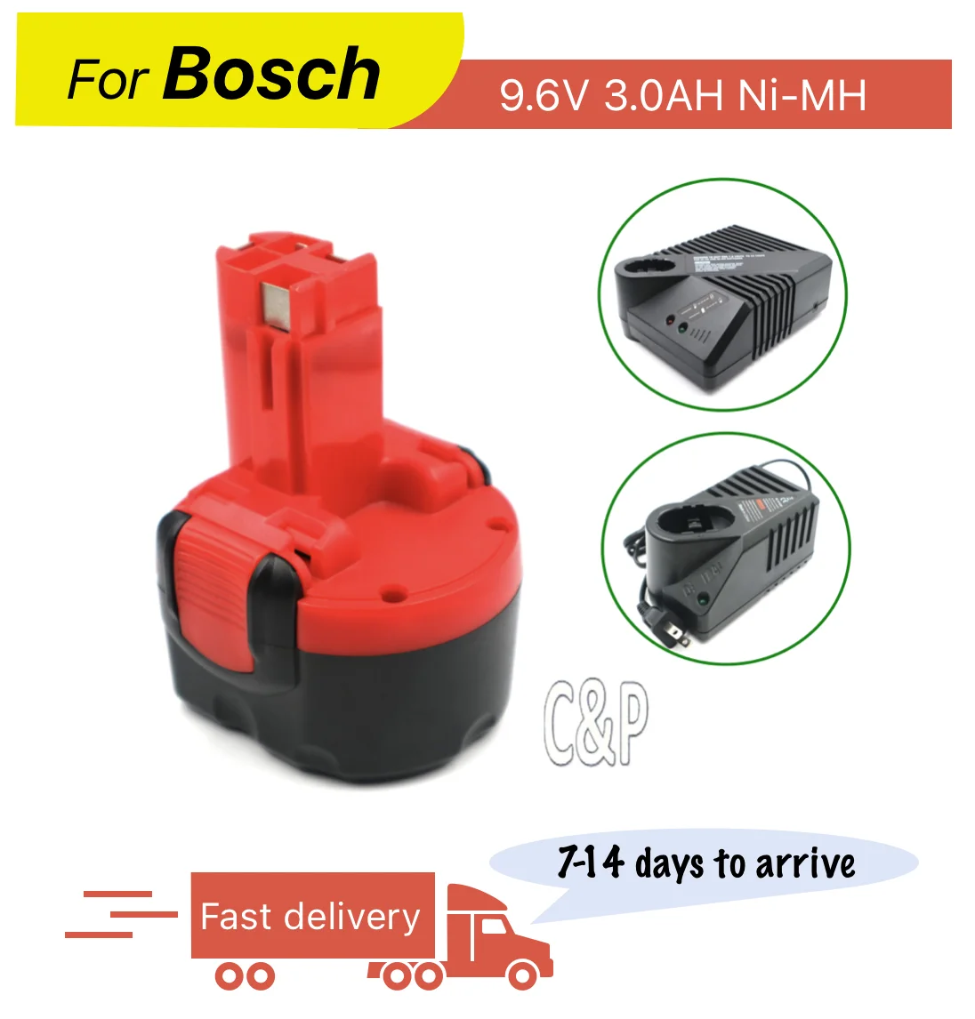 C&P Per Bosch 9.6V Batteria Spille 3.0AH Ni-Mh Sostituire Strumenti Fit 23609 23609-RT 32609 32609-RT,EXACT 1100,EXACT 2 Exact 4 Exact 6