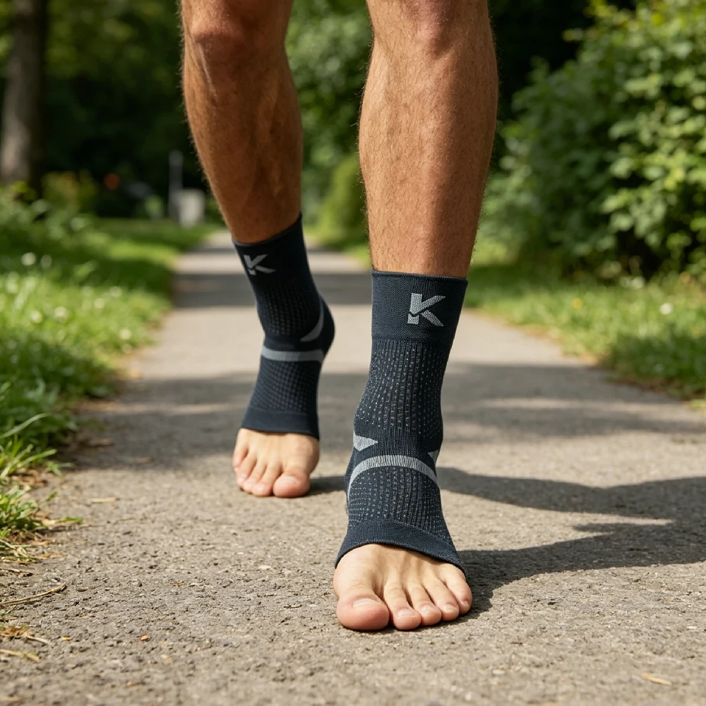 1Pair Compression Ankle Support Stabilizer Sock,Elastic Ankle Brace Sleeve for Plantar Fasciitis, Achilles Tendonitis and Sports