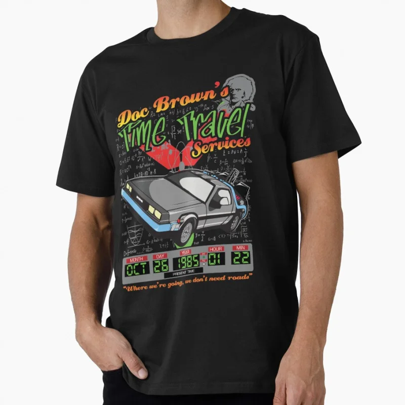 

Doc Browns Delorean Time Travel Services Back To The Future Sic Fi Gift t shirt Retro Time Machine Graphic Clothes All size Tops