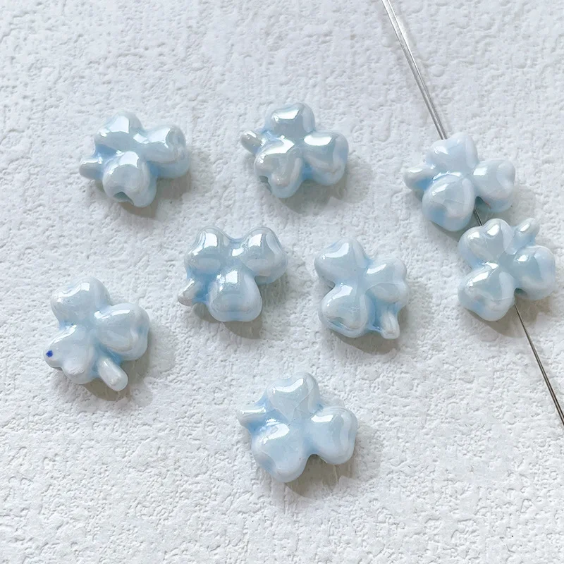 12mm Lucky Grass Heart Shape Ceramic Beads Porcelain Spacer Beads For Jewelry Making DIY Handmade Bracelets Necklace Accessories