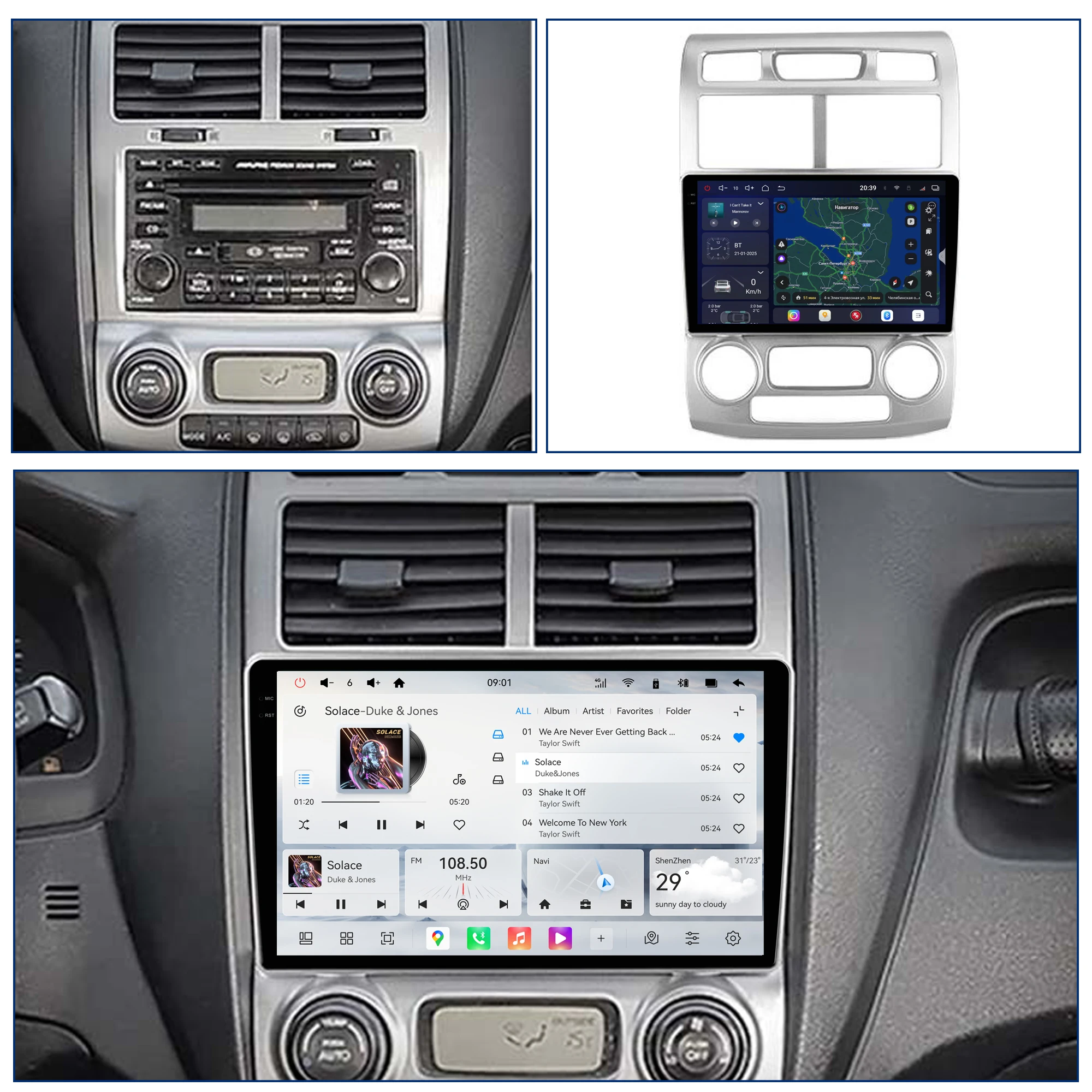 Redpower Crystal Sound 850 Pro Max  Android Car Radio Player Screen for Kia Sportage 2 2004 - 2010 CarPlay Bluetooth