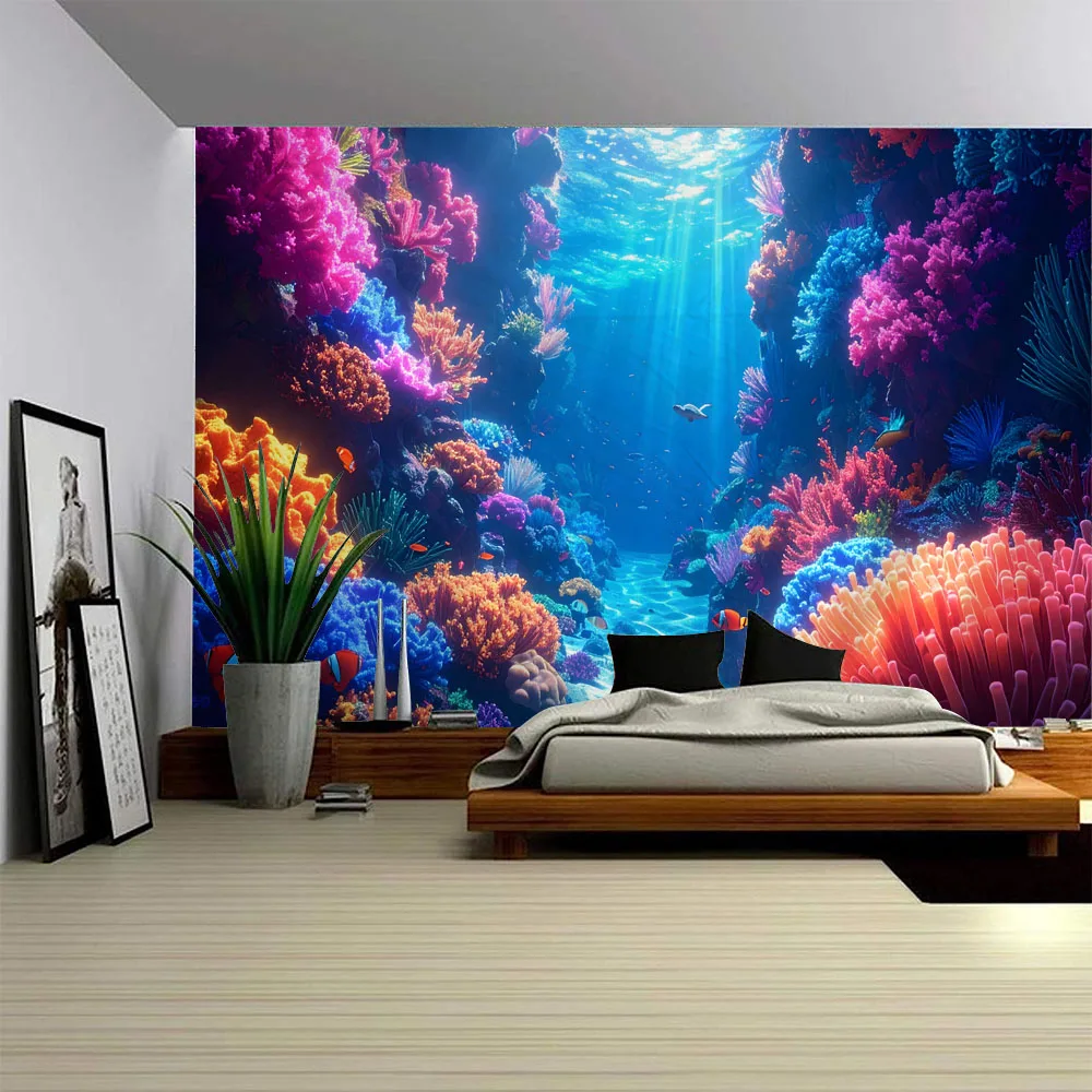 

Sparkling Underwater Tapestry Rrippling Waves Wall Decor for Living Room Bedroom Homestay - Water Surface Theme Background Art