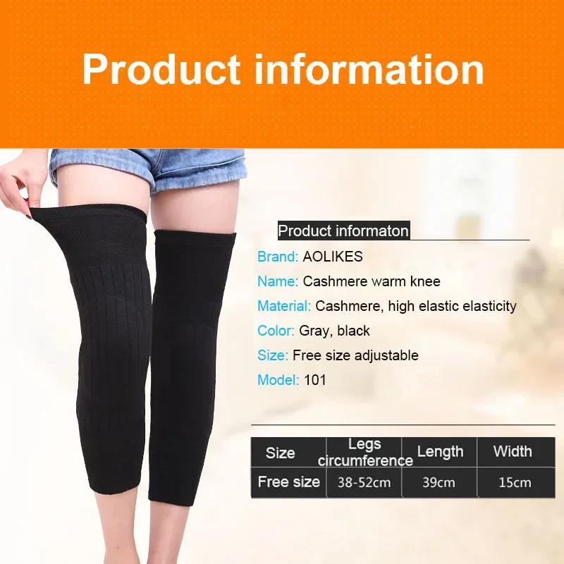 Protector de rodilla de Cachemira para motocicleta, almohadilla cálida elástica para invierno, alivio para prevenir la artritis, rodillera deportiva, 1 par