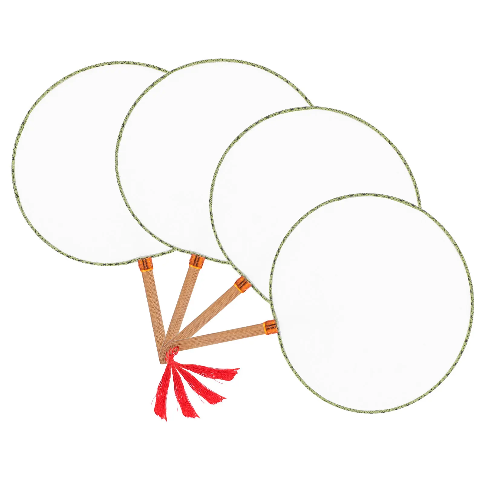 

Набор из 4 заготовок для ручных вееров: круглые, для детского творчества, с бамбуковой ручкой, под покраску, для летнего охлаждения, декоративные.