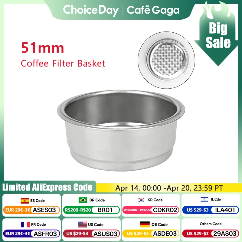 

Coffee Filter Basket 304 Stainless Steel New Design 51MM Filter Basket For Coffee Portafilter Coffee Accessories Barista Tools