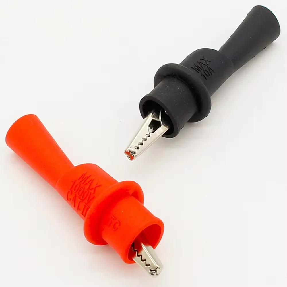1 Pair Best Promotion Alligator Clips 10A Red + Black 10mm Crocodile Car Caravan Van Battery Test Lead Clips Electric Tool image 2